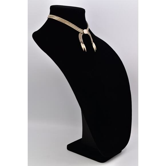 Monet Vintage Choker Chain Necklace Bow Gold Tone Thick Chunky Signed 60s BinBQ - Picture 4 of 12